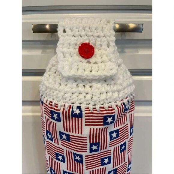 Crochet Top Kitchen Towel- American Flags - Picture 2 of 2